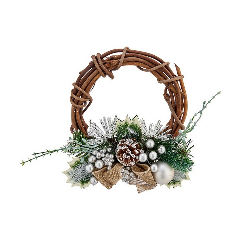 Weihnachtskranz Krist+ FG35LC28219411 grün Silberfarben Holz Kunststoff 20,32 cm 22 x 8 x 22 cm