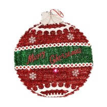 Boule de Noël Krist+ 19CH138-L Blanc Rouge Argenté polypropylène Plastique Lumière LED