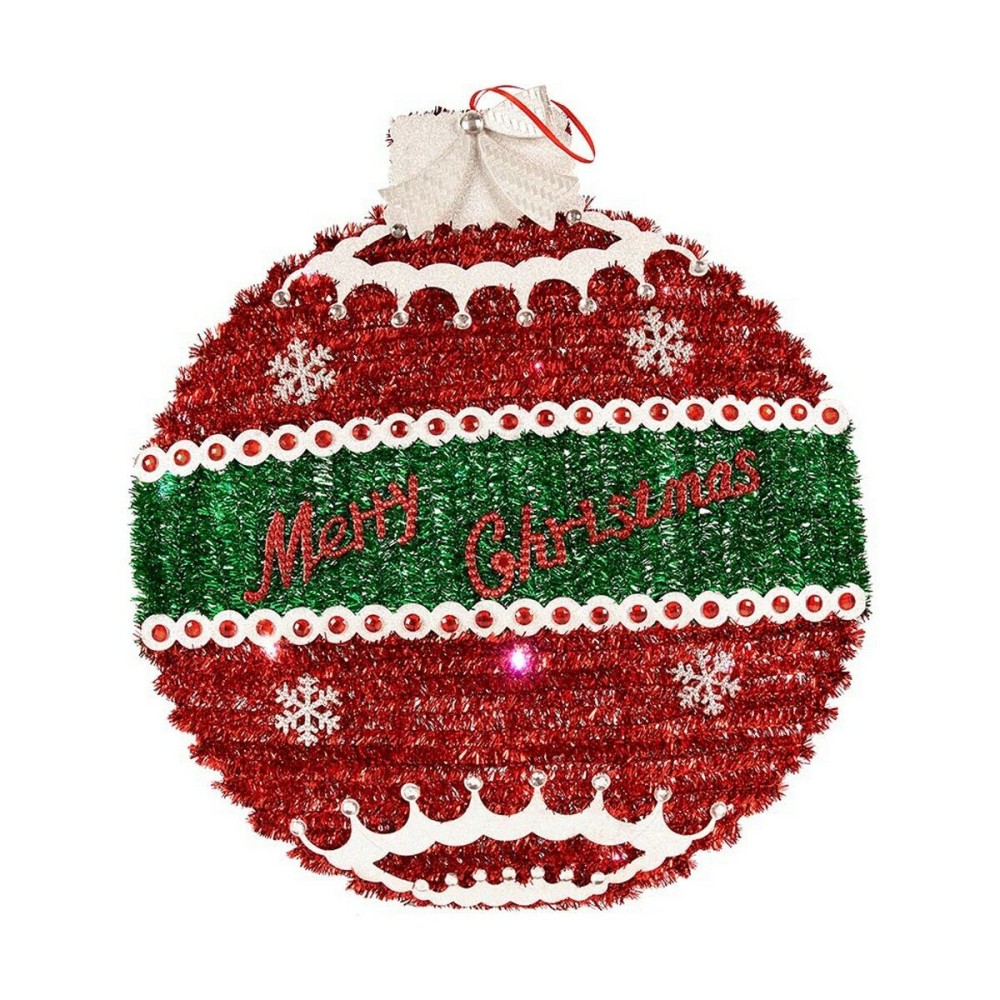 Weihnachtsbaumkugel Krist+ 19CH138-L Weiß Rot Silberfarben Polypropylen Kunststoff LED Leicht