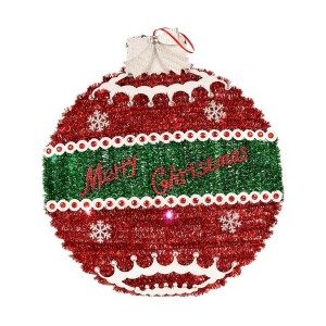 Boule de Noël Krist+ 19CH138-L Blanc Rouge Argenté polypropylène Plastique Lumière LED