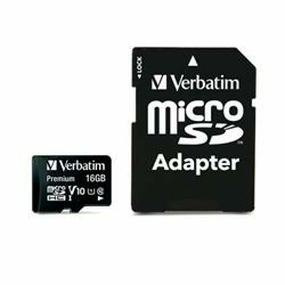 Mikro SD Speicherkarte mit Adapter Verbatim Schwarz 16 GB