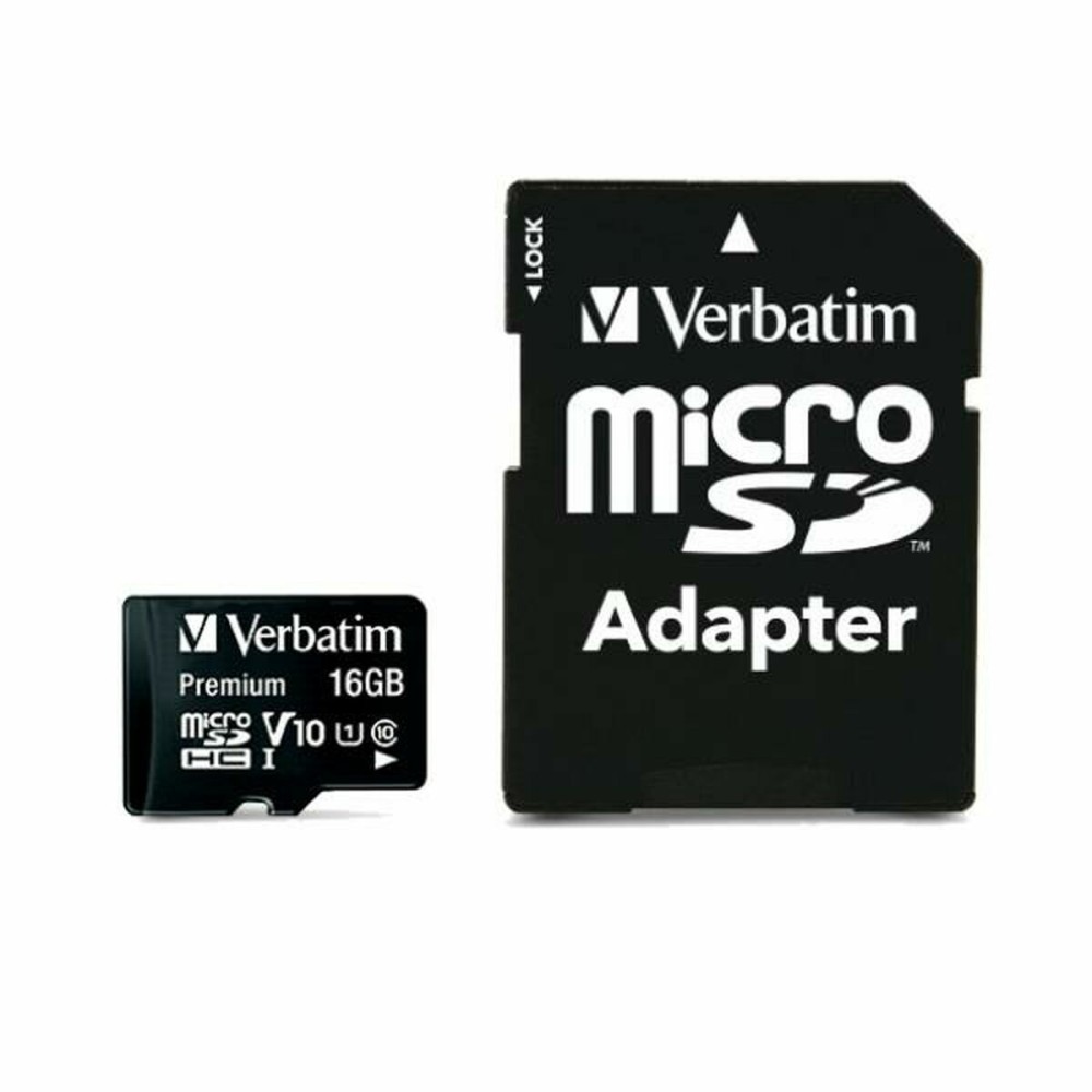 Carte Mémoire Micro SD avec Adaptateur Verbatim Noir 16 GB