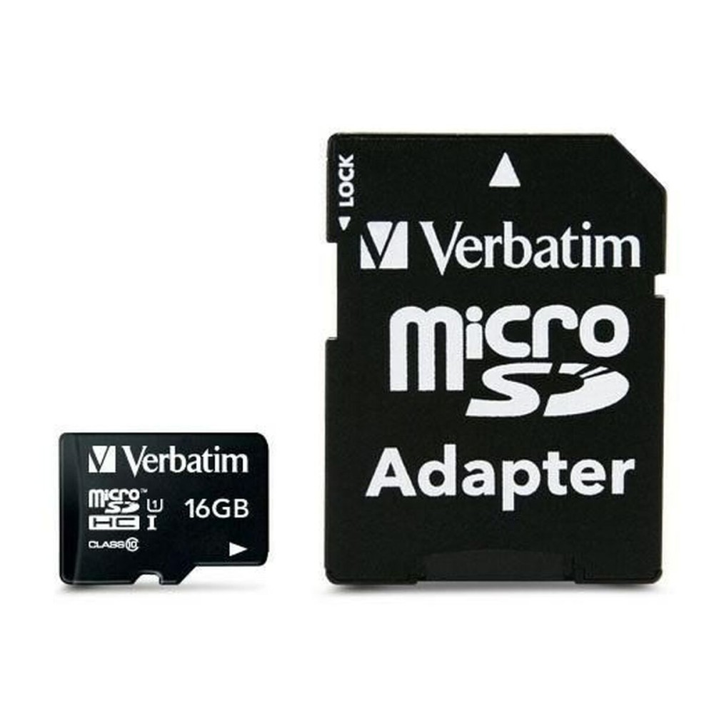 Mikro SD Speicherkarte mit Adapter Verbatim Schwarz 16 GB