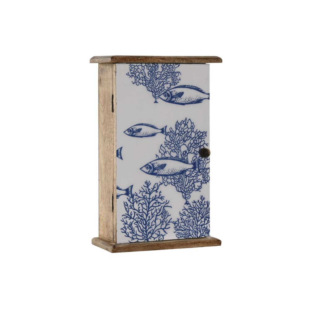 Key cupboard Home ESPRIT Blue White Natural 18 x 7,5 x 28 cm