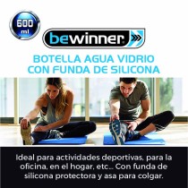 Water bottle Bewinner Glass Silicone 600 ml (24 Units)