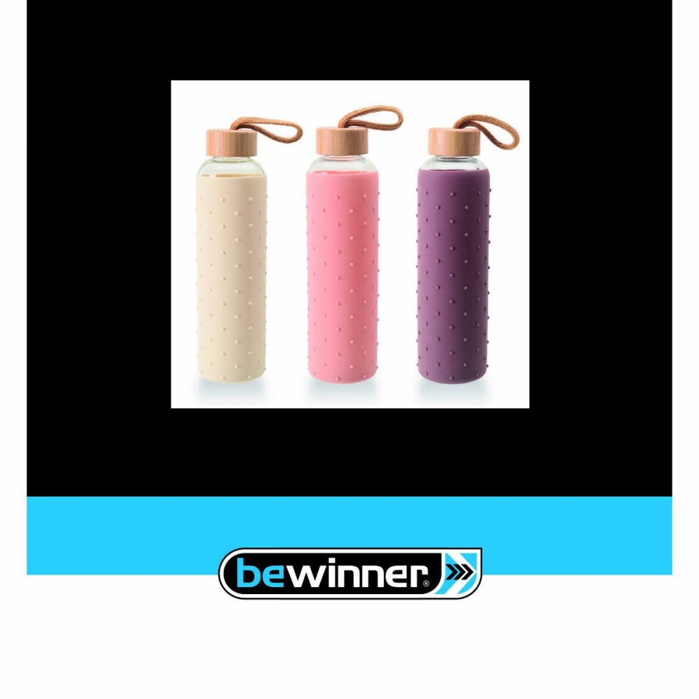Bouteille d'eau Bewinner verre Silicone 600 ml (24 Unités)