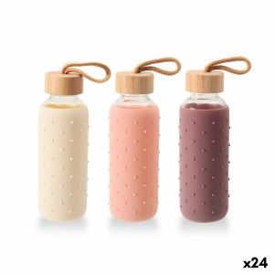 Wasserflasche Bewinner Glas Silikon 400 ml 7 x 7 x 19,8 cm (24 Stück)