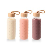 Water bottle Bewinner Glass Silicone 400 ml 7 x 7 x 19,8 cm (24 Units)