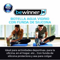 Water bottle Bewinner Glass Silicone 400 ml 7 x 7 x 19,8 cm (24 Units)