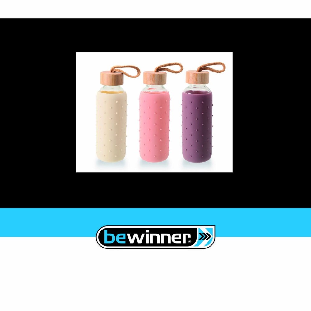 Wasserflasche Bewinner Glas Silikon 400 ml 7 x 7 x 19,8 cm (24 Stück)