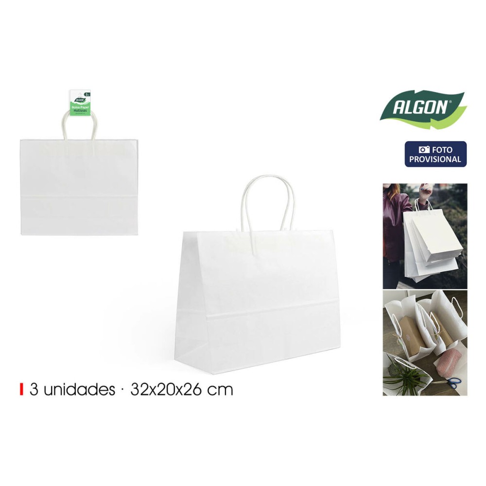 Ensemble de sac alimentaire réutilisable Algon Blanc 3 Pièces (24 Unités)