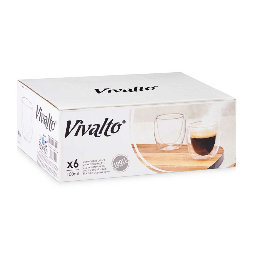 Wasserglas Vivalto OCT-DG2319 Durchsichtig Borosilikatglas 100 ml (6 Stück)