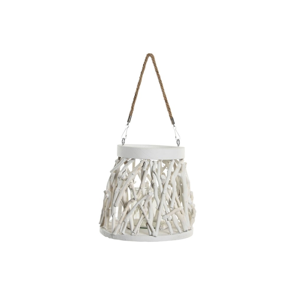 Kerzenschale Home ESPRIT Weiß Holz Kristall 35 x 35 x 32 cm (2 Stück)