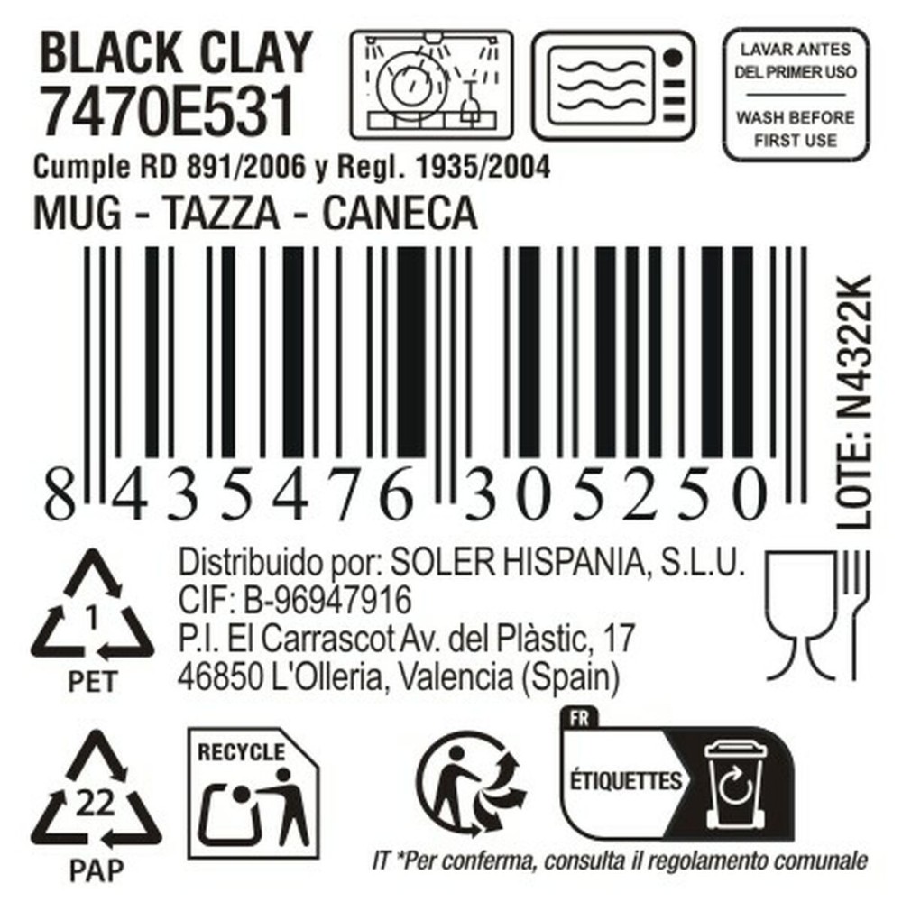 Cup La Mediterránea Black clay (36 Units)