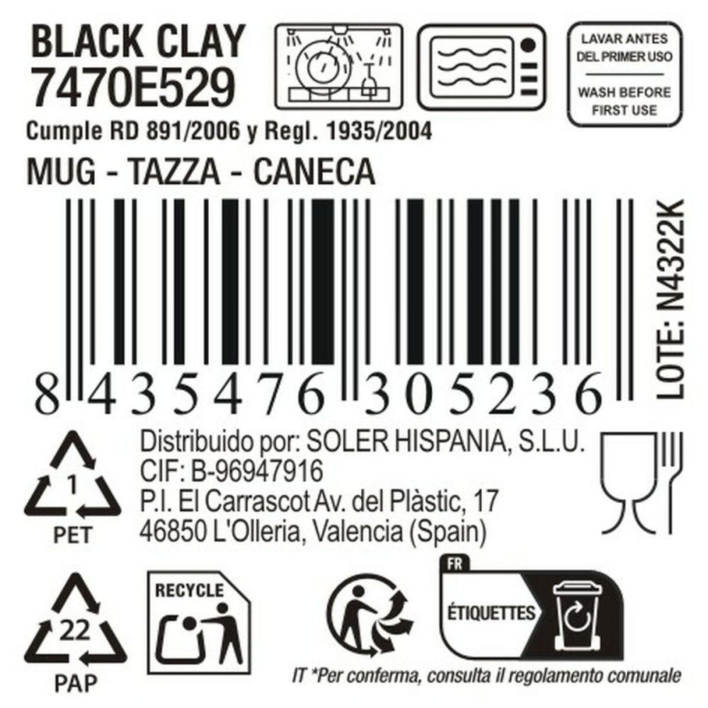 Cup La Mediterránea Black clay (24 Units)