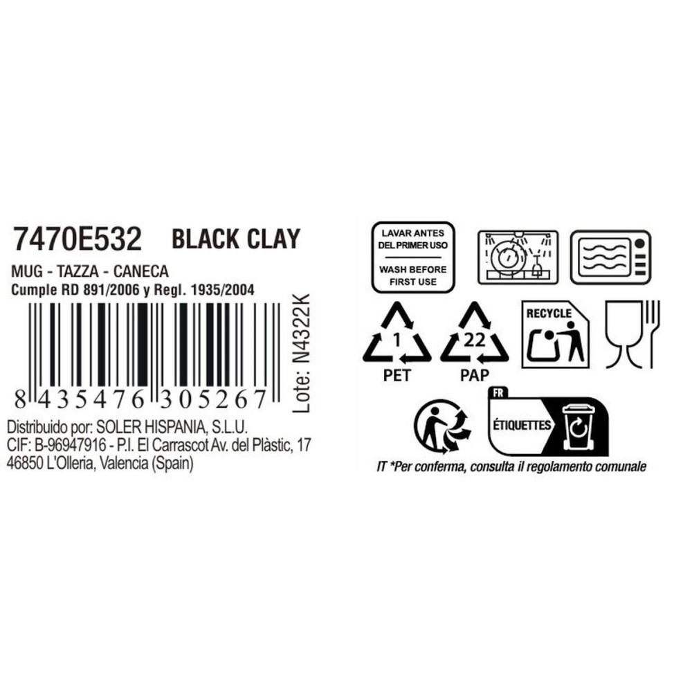 Tasse La Mediterránea Black clay (36 Unités)