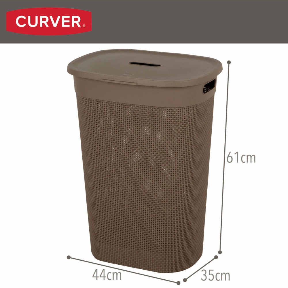 Laundry Basket Curver Brown Plastic 55 L 44 x 61 x 35 cm (8 Units)
