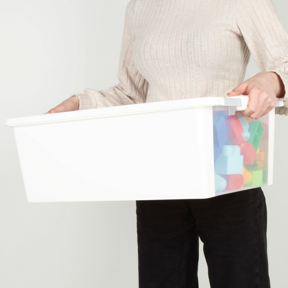 Storage Box with Lid Curver White Plastic 26 L 55 x 19 x 35 cm (7 Units)