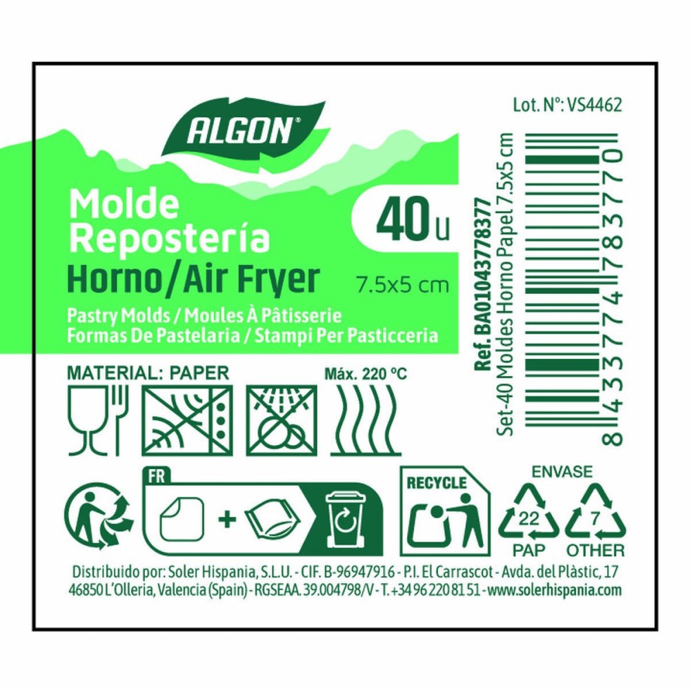Backform Algon 4,5 x 5 cm (40 Stücke) (24 Stück)