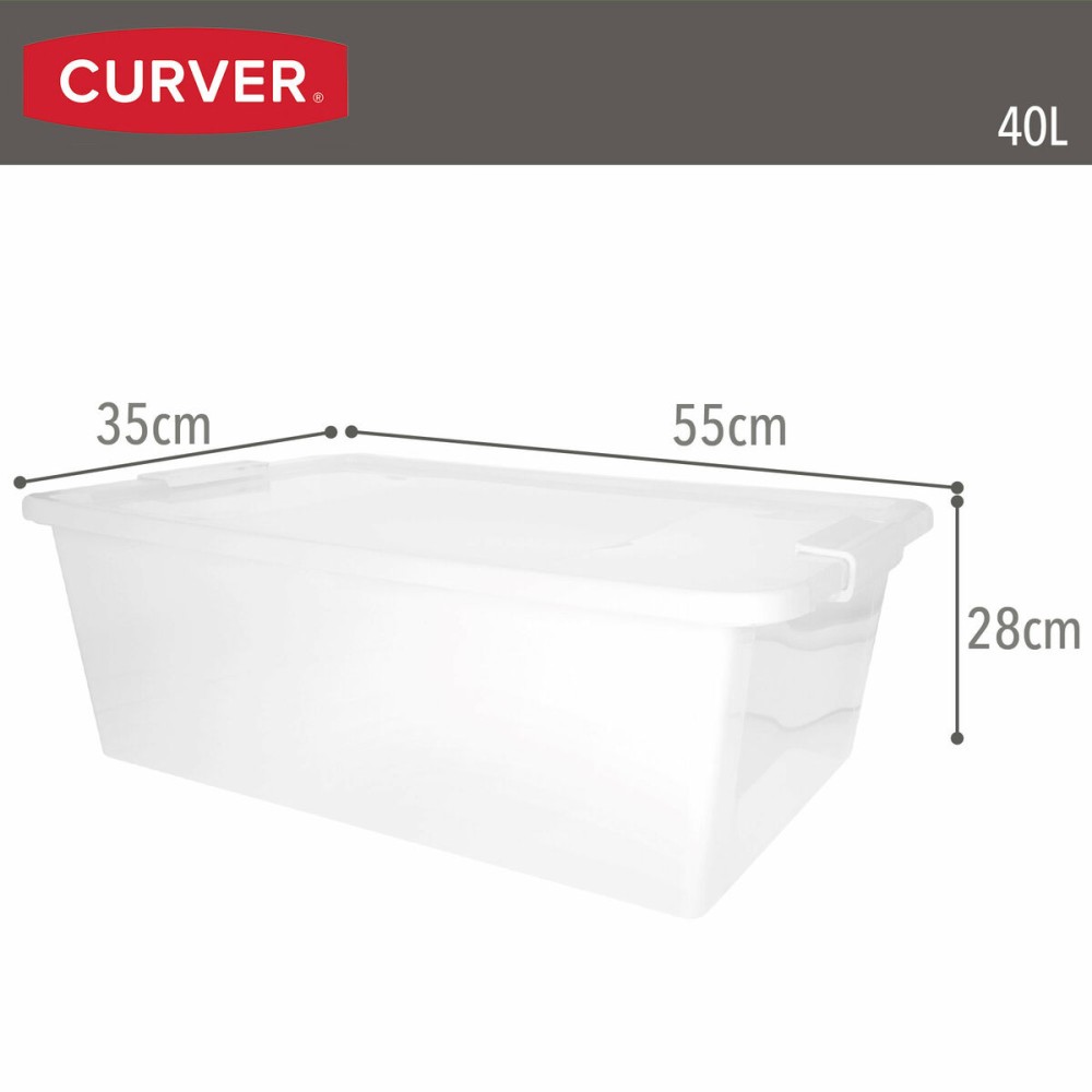 Storage Box with Lid Curver White Plastic 40 L 55 x 28 x 35 cm (5 Units)