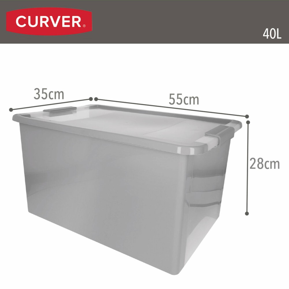 Storage Box Curver Grey Plastic 40 L 55 x 28 x 35 cm (5 Units)