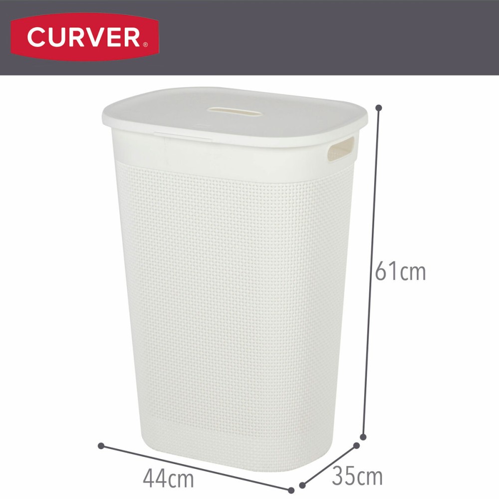 Laundry Basket Curver White Plastic 55 L 44 x 61 x 35 cm (8 Units)