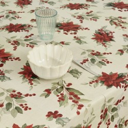 Nappe enduite antitache Belum Christmas Rouge Vert Lin 150 x 150 cm