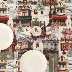 Fleckenabweisende geharzte Tischdecke Belum Christmas City Bunt 300 x 150 cm