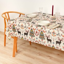 Stain-proof resined tablecloth Belum Merry Christmas Multicolour 150 x 150 cm