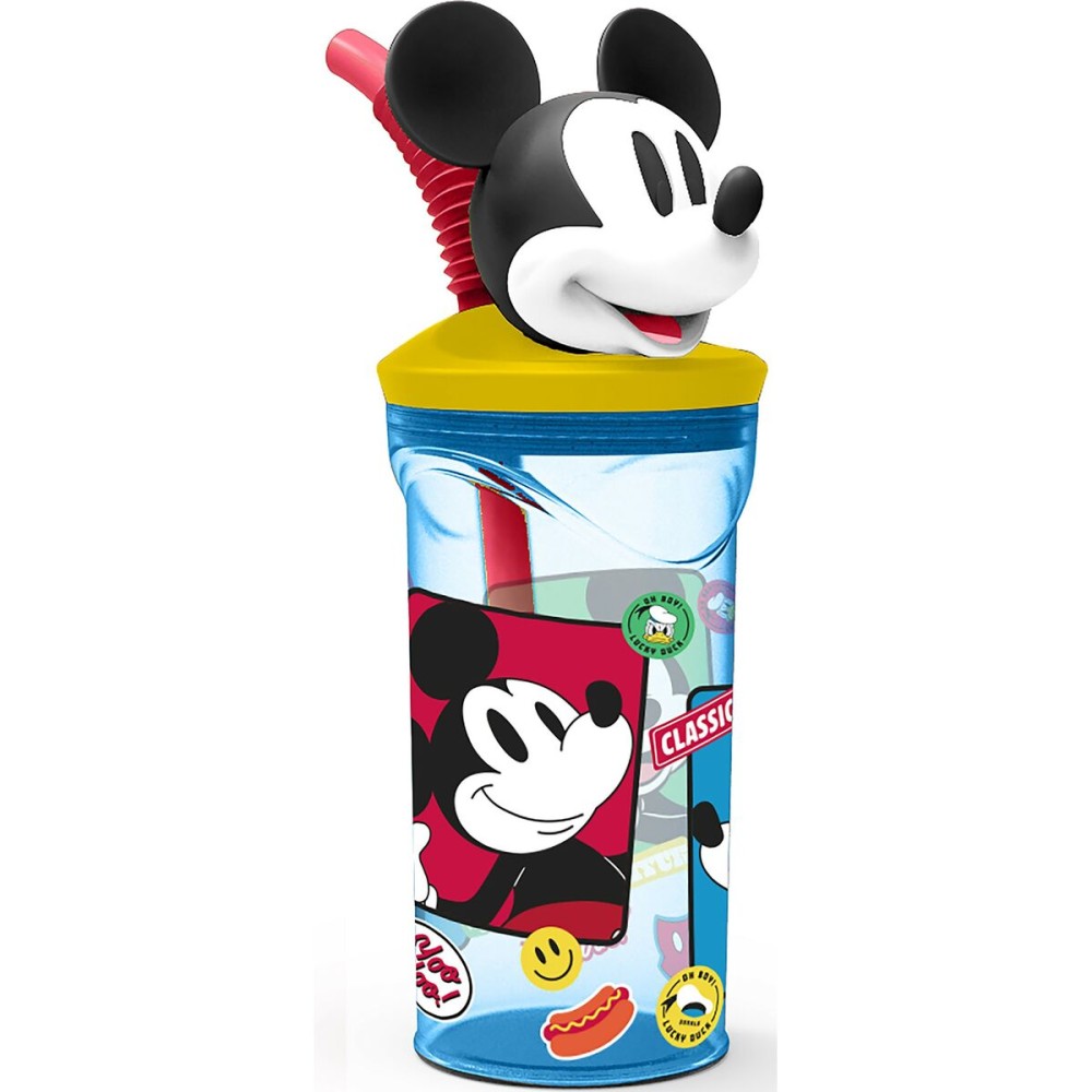 Cup with Straw Mickey Mouse CZ11336 3D Blue