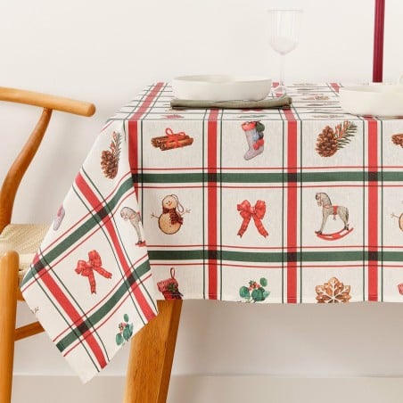 Fleckenabweisende geharzte Tischdecke Belum Scottish Christmas Bunt 150 x 150 cm