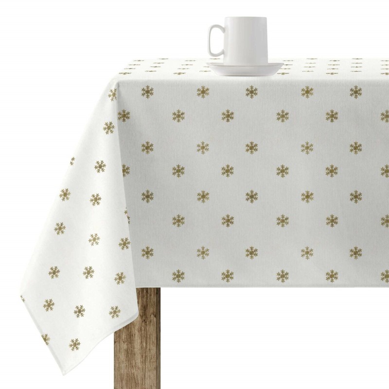 Fleckenabweisende geharzte Tischdecke Belum Snowflakes Gold Bunt 250 x 150 cm