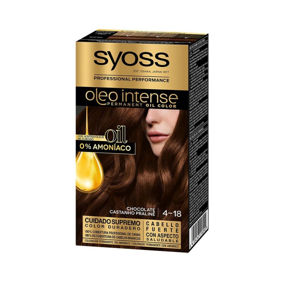 Permanent Dye Syoss Olio Intense Ammonia-free Nº 4,18 Chocolate