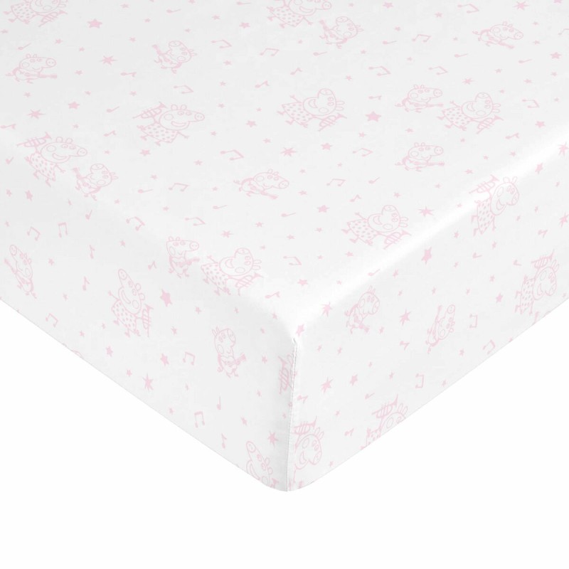 Fitted bottom sheet Peppa Pig White Pink Single