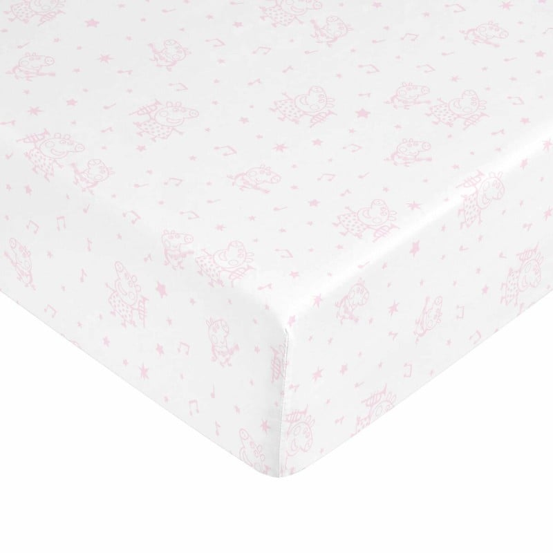 Drap housse Peppa Pig Blanc Rose