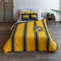 Bettdeckenbezug Harry Potter Hufflepuff Gelb Schwarz Bunt 175 Fäden 140 x 200 cm Einzelmatratze