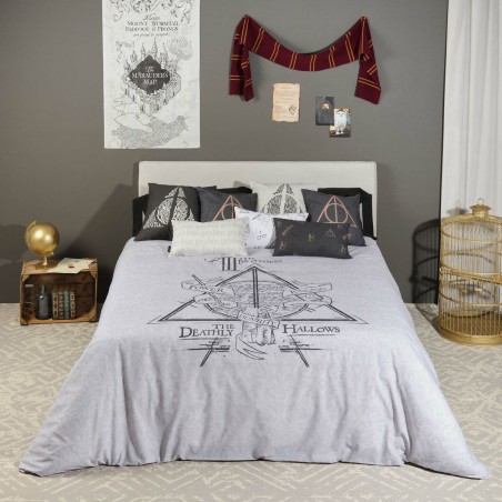 Housse de Couette Harry Potter Deathly Hallows Multicouleur 175 Fils 200 x 200 cm Lit de 120