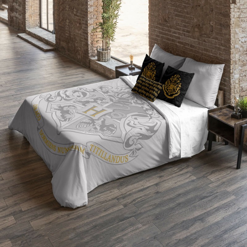 Housse de Couette Harry Potter Hogwarts Gris Multicouleur 175 Fils 140 x 200 cm Lit 1 persone