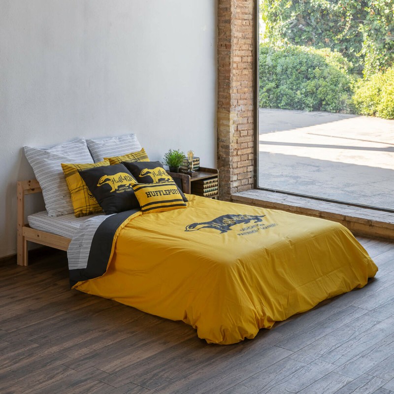 Housse de Couette Harry Potter Hufflepuff Values Jaune Multicouleur 175 Fils 240 x 220 cm Gran lit 2 persones