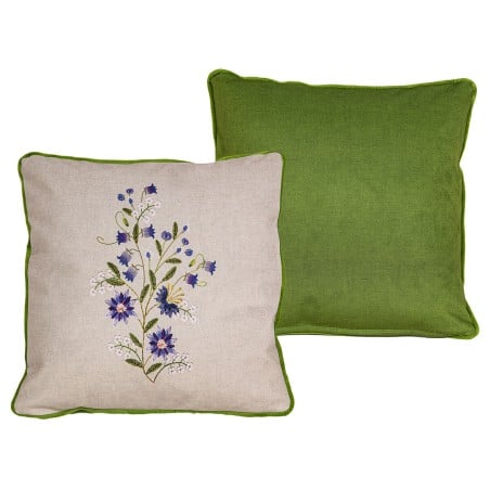 Coussin Romimex Vert Beige Réversible 45 x 45 x 12 cm Broderie