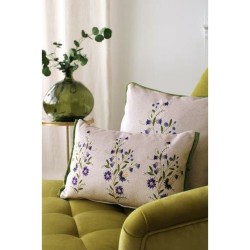 Cushion Romimex Green Beige Reversible 45 x 45 x 12 cm Embroidery