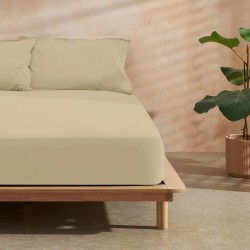 Fitted bottom sheet Decolores Liso Taupe Double Smooth