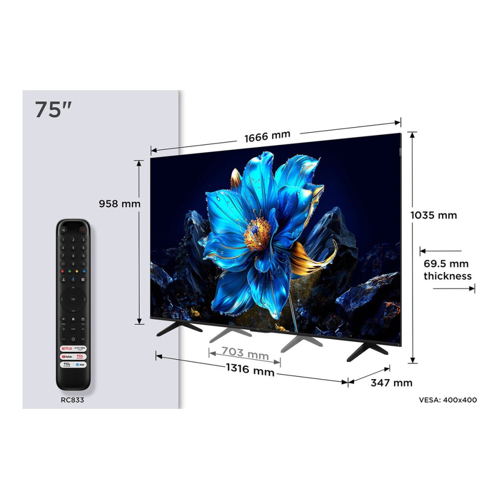 TV intelligente TCL 75P7K 75" 4K Ultra HD HDR QLED