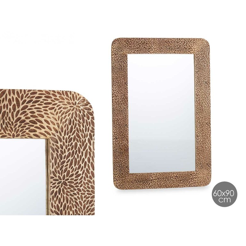 Wall mirror 42 Brown Sheets 90 x 60 x 2 cm Rectangular