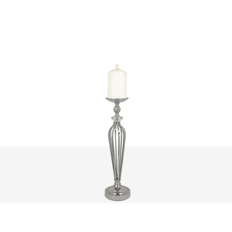 Candleholder Romimex Silver Metal Glass 16 x 50 x 16 cm