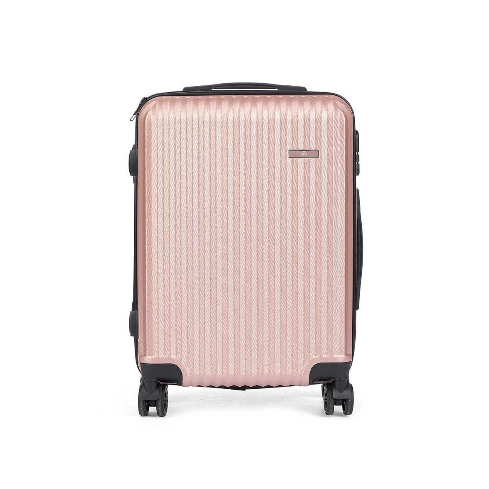 Valise cabine HT-017-R Rose 55 x 35 x 20 cm Rayures
