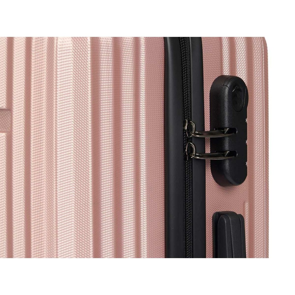 Valise cabine HT-017-R Rose 55 x 35 x 20 cm Rayures