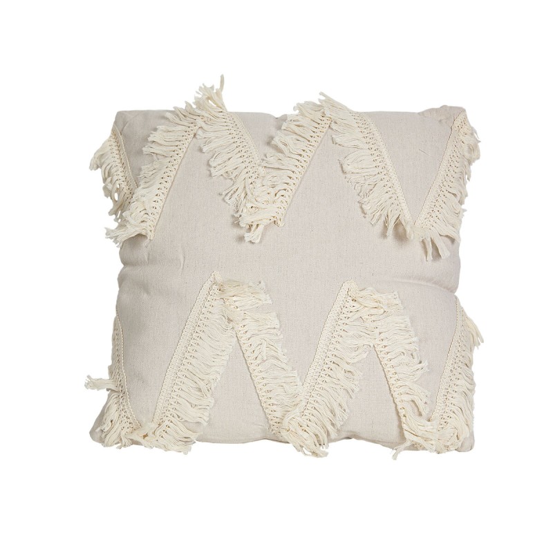 Coussin Romimex Crème Avec franges 45 x 10 x 45 cm