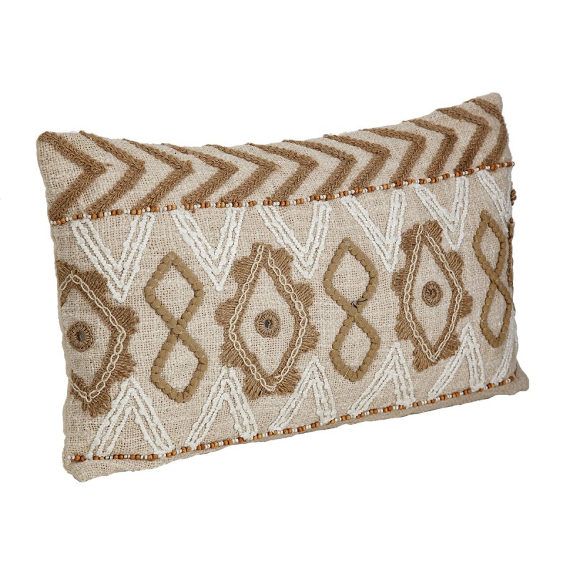 Coussin Romimex Beige Coton 30 x 8 x 50 cm Broderie