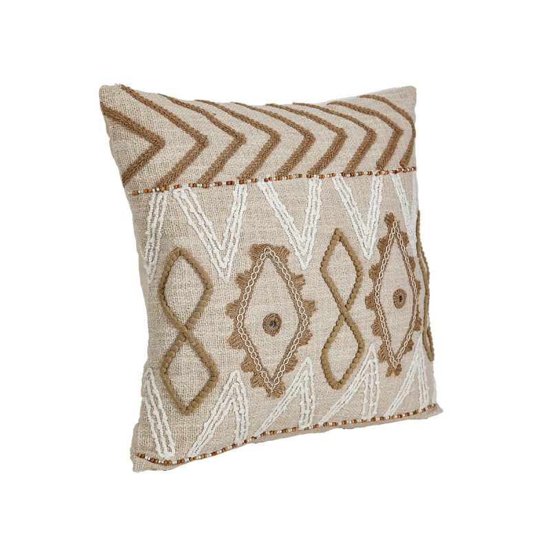 Coussin Romimex Beige Coton 45 x 8 x 45 cm Broderie